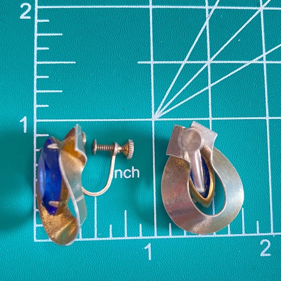 Sterling Silver Earrings Central Clear Blue Faceted Marquise Stone - Picture 11 of 11